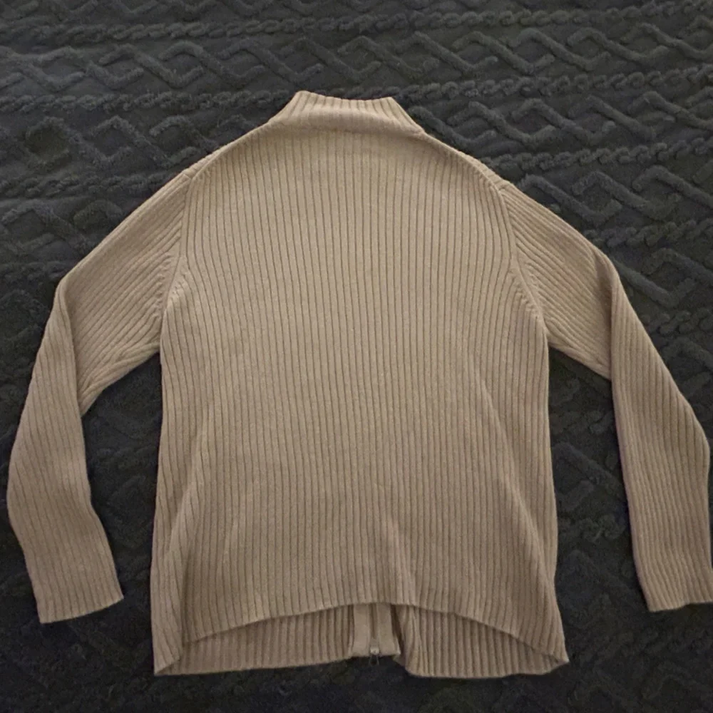 J. CREW Ribbed Full Zip Cardigan Sweater Tan/ Beige Neutral Classic